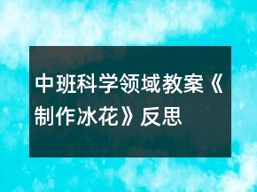 中班科學領域教案《制作冰花》反思