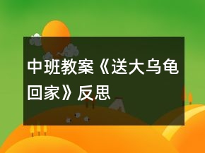中班教案《送大烏龜回家》反思