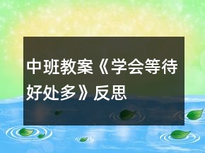 中班教案《學會等待好處多》反思