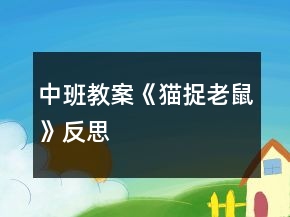 中班教案《貓捉老鼠》反思