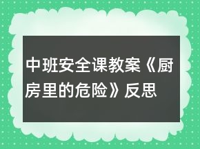 中班安全課教案《廚房里的危險(xiǎn)》反思