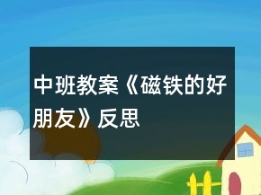 中班教案《磁鐵的好朋友》反思