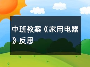 中班教案《家用電器》反思
