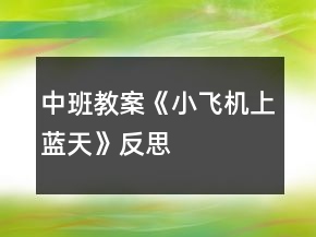 中班教案《小飛機上藍天》反思
