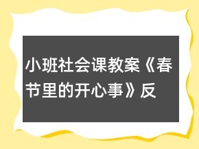 小班社會(huì)課教案《春節(jié)里的開(kāi)心事》反思