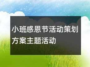 小班感恩節(jié)活動策劃方案、主題活動