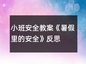小班安全教案《暑假里的安全》反思