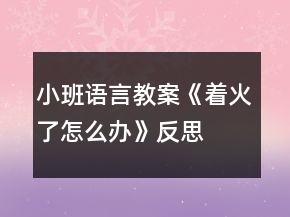 小班語言教案《著火了怎么辦》反思
