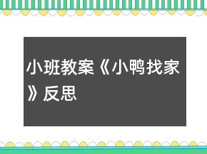 小班教案《小鴨找家》反思