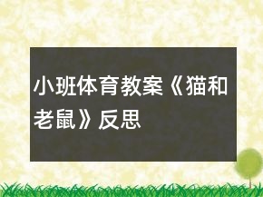 小班體育教案《貓和老鼠》反思