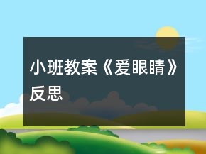 小班教案《愛眼睛》反思