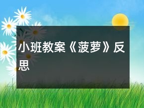 小班教案《菠蘿》反思