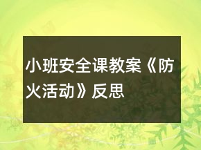 小班安全課教案《防火活動》反思