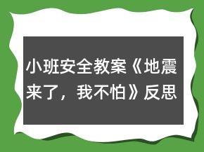 小班安全教案《地震來了，我不怕》反思