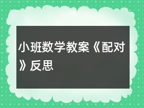 小班數(shù)學(xué)教案《配對》反思