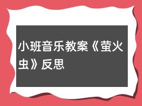 小班音樂教案《螢火蟲》反思