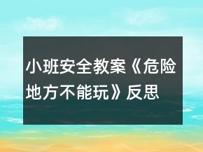 小班安全教案《危險(xiǎn)地方不能玩》反思