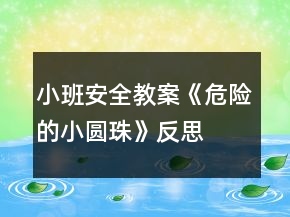 小班安全教案《危險的小圓珠》反思