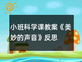 小班科學課教案《美妙的聲音》反思