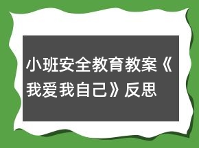 小班安全教育教案《我愛我自己》反思
