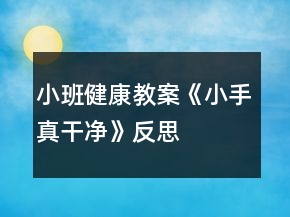 小班健康教案《小手真干凈》反思