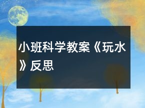 小班科學教案《玩水》反思