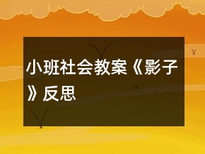 小班社會教案《影子》反思