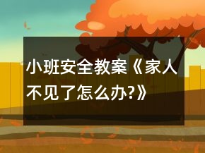 小班安全教案《家人不見了,怎么辦?》反思