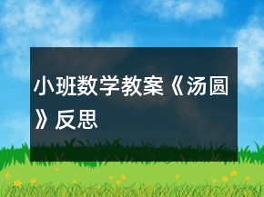 小班數學教案《湯圓》反思