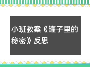 小班教案《罐子里的秘密》反思