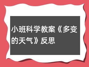 小班科學教案《多變的天氣》反思