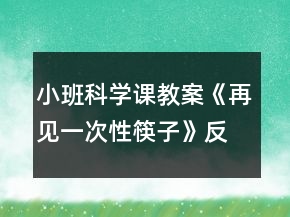 小班科學(xué)課教案《再見(jiàn)一次性筷子》反思