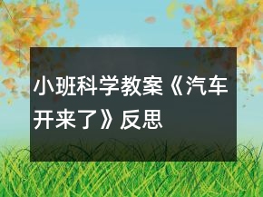 小班科學(xué)教案《汽車開來了》反思