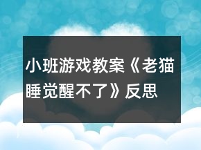 小班游戲教案《老貓睡覺(jué)醒不了》反思