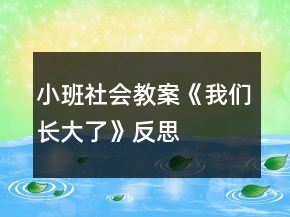 小班社會教案《我們長大了》反思