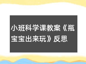 小班科學(xué)課教案《瓶寶寶出來玩》反思