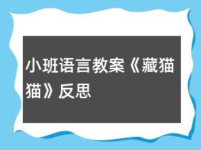 小班語言教案《藏貓貓》反思
