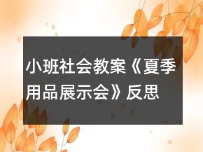 小班社會教案《夏季用品展示會》反思