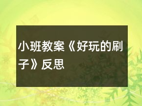 小班教案《好玩的刷子》反思