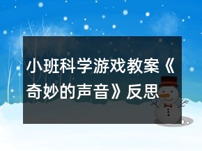 小班科學(xué)游戲教案《奇妙的聲音》反思