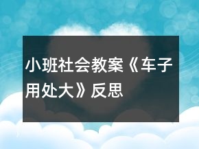 小班社會教案《車子用處大》反思