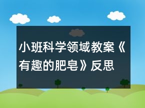小班科學領域教案《有趣的肥皂》反思