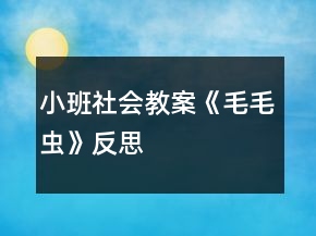 小班社會(huì)教案《毛毛蟲》反思