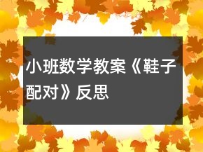 小班數(shù)學(xué)教案《鞋子配對(duì)》反思