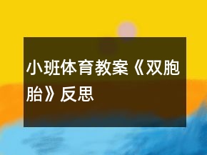 小班體育教案《雙胞胎》反思
