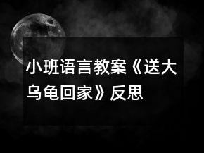 小班語言教案《送大烏龜回家》反思