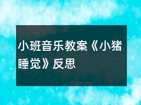 小班音樂教案《小豬睡覺》反思