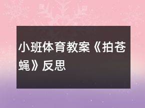 小班體育教案《拍蒼蠅》反思