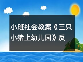 小班社會(huì)教案《三只小豬上幼兒園》反思