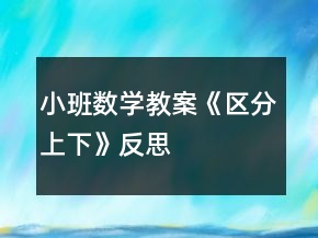 小班數(shù)學(xué)教案《區(qū)分上下》反思